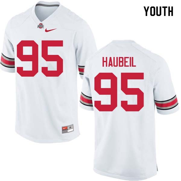 Ohio State Buckeyes #95 Blake Haubeil Youth Stitch Jersey White OSU90311